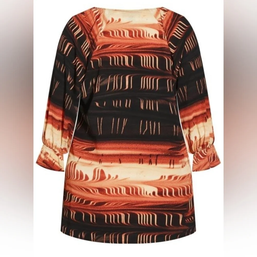 NWT Arna York Black Abstract Print Blouson Sleeve Tunic Top - Picture 4 of 11